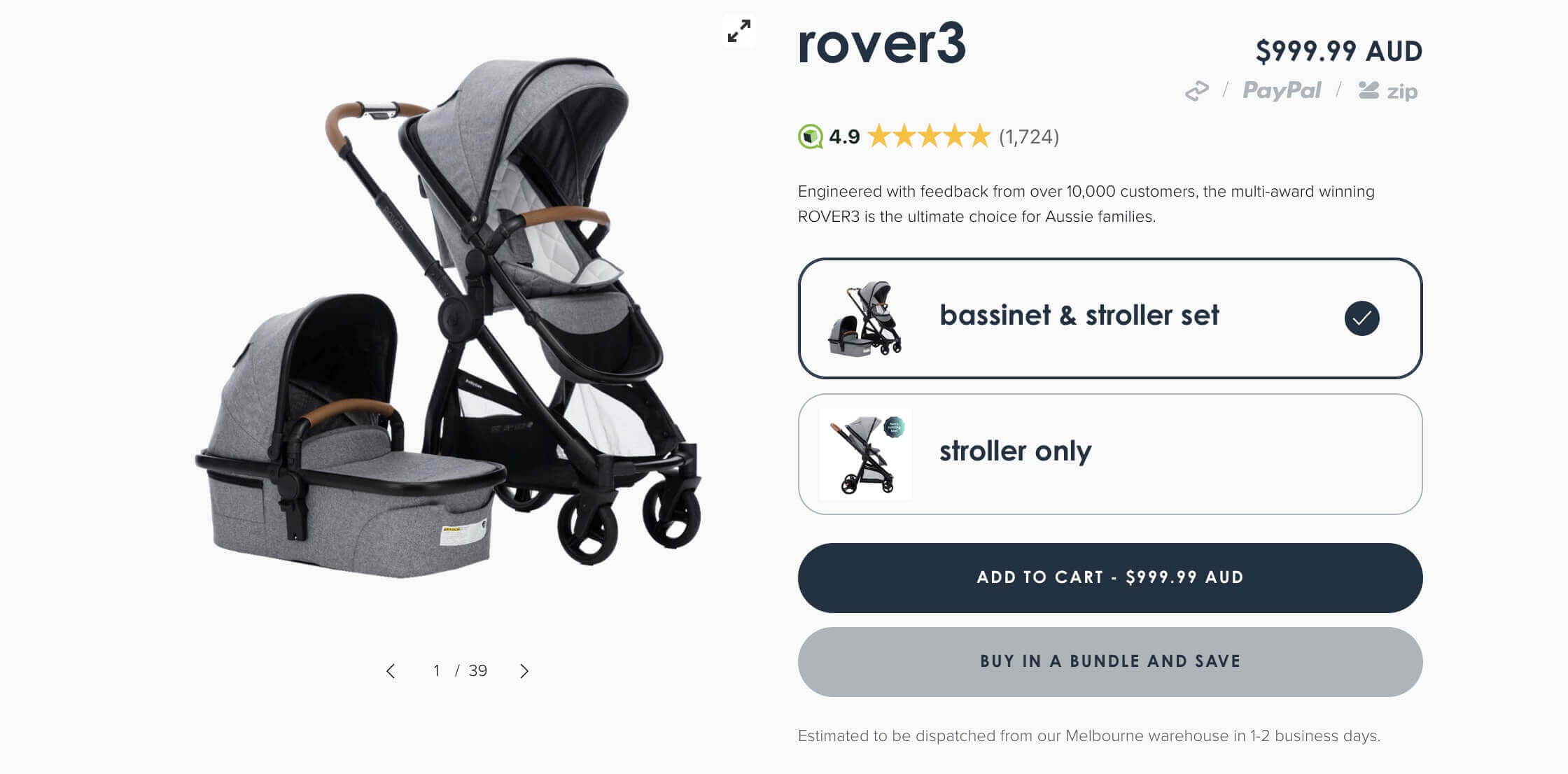 Screenshot of product details section on Babybeeonline.com