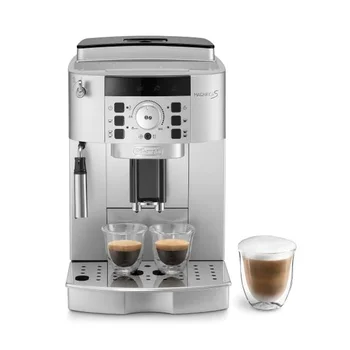 A product image of the De'Longhi Magnifica stainless steel coffee machine.