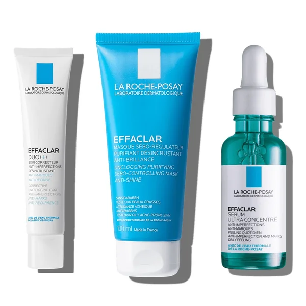 Three La Roche Posay Effaclar products.