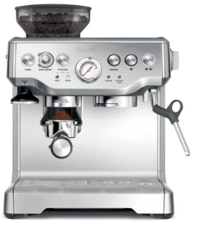 A manual coffee machine.