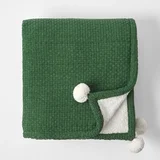 Bed Bath n Table Chenille Sherpa Throw with Pom Pom