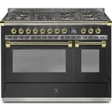 Steel Ascot 120cm Upright Gas Cooker with Combi-Steam Oven and Mega Wok AQ12SF-6M