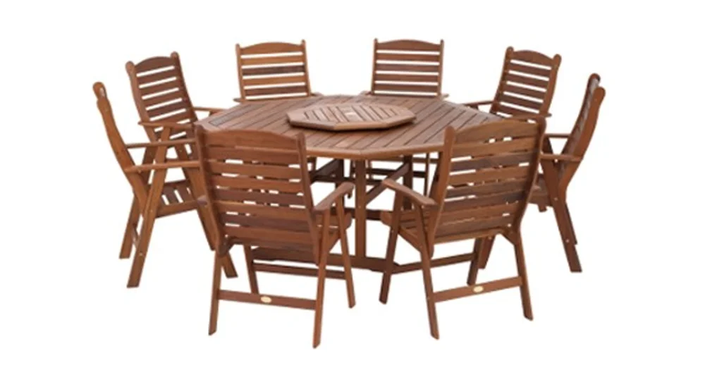 Barbeques Galore Bellair 9 Piece Dining Setting with High Back