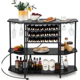 Giantex Wine Rack Table with Power Outlets