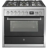 Steel Genesi 90cm Upright Gas Cooker with Combi-Steam Oven GQ9S-6W