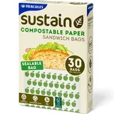 Hercules Sustain Compostable Paper Sandwich Sealable Bags 30 pack
