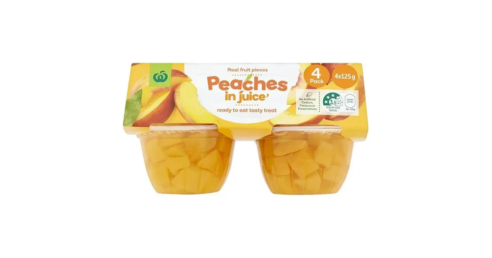 Woolworths Peach in Juice 4x125g