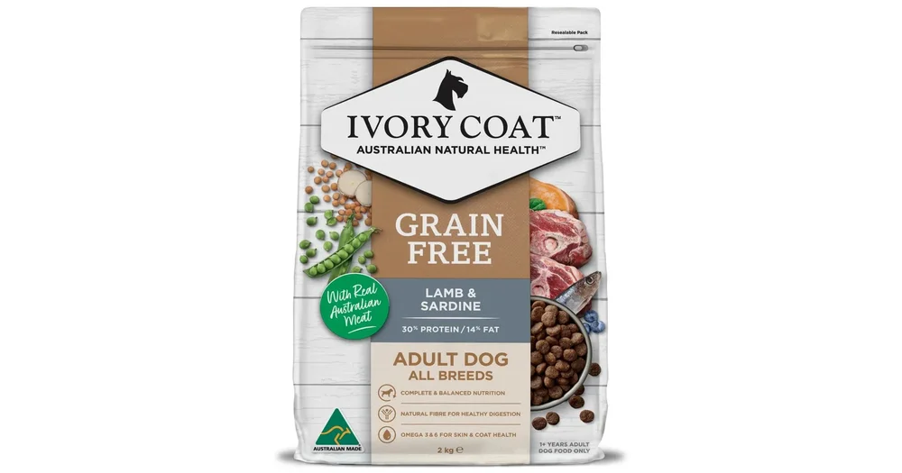 Ivory Coat Grain Free Adult All Breeds Dry Dog Food Lamb & Sardine