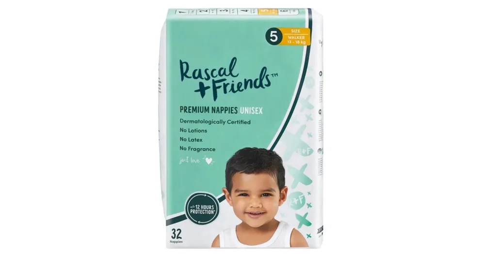 Rascal + Friends Cocomelon Premium Nappies Size 5, 32Pack, 13-18kg