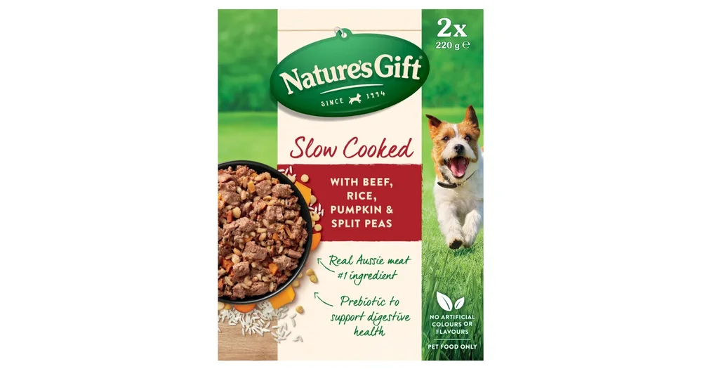 Nature's Gift Chilled Dog Food Slow Cooked Beef, Rice, Pumpkin & Split