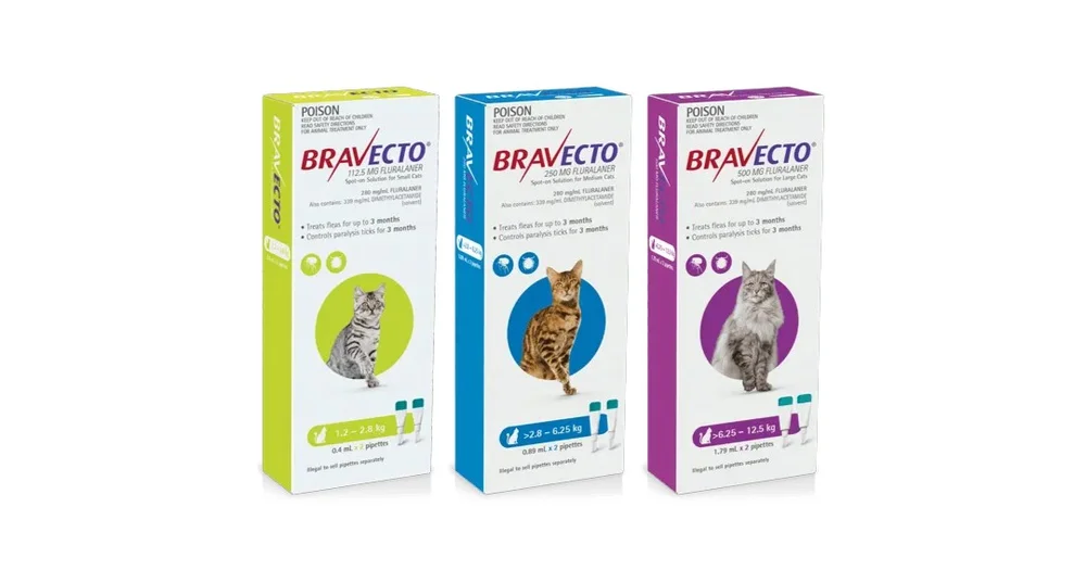 Bravecto Spot-On 3 Monthly Flea Treatment for Cats 6.25-12.5kg