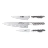 Global Classic 3 Piece Knife Set with Fluted Cooks Knife