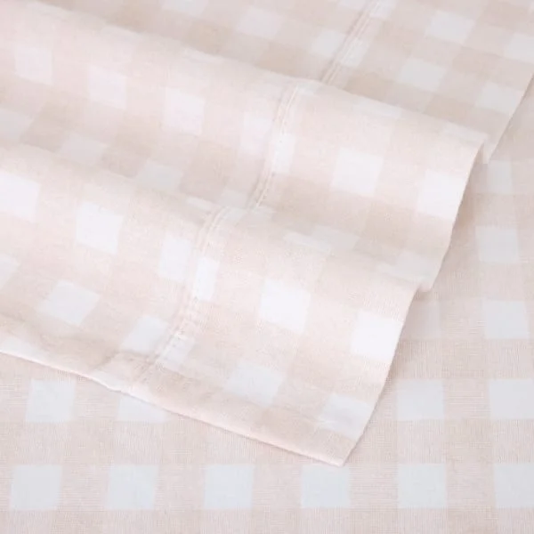 Kmart Anko Gingham Flannelette Sheet Set Queen Bed, Pink reviews