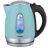 Todo 1.7L Stainless Steel Cordless Kettle 2200W Blue Led Light Electric Water Jug 