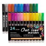 Susliving 24 Colours Outline Marker Set