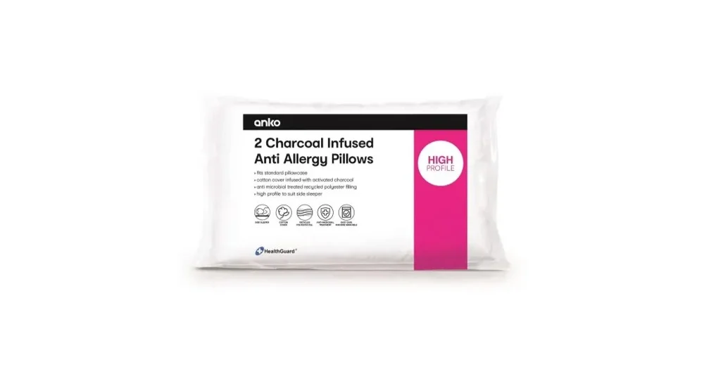 Kmart Anko Charcoal Infused Anti Allergy Pillows 2 Pack ProductReview