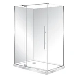 Symphony Premier Frameless Pivot Unequal 2 Sided Shower Flat Wall Silva