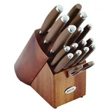 Anolon SureGrip 17-Piece Japanese Stainless Steel Knife Block Set