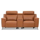 Amart Aristotle Leather 2 Seater Sofa with Console and 2 Inbuilt Electric Recliners