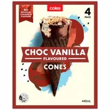 Coles Choc Vanilla Flavoured Cones