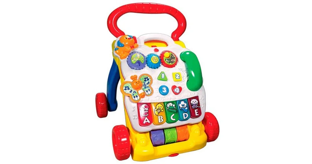 VTech First Steps Baby Walker  Push Along Walker Baby Toy with Shapes,  Sounds, Music, Phrases