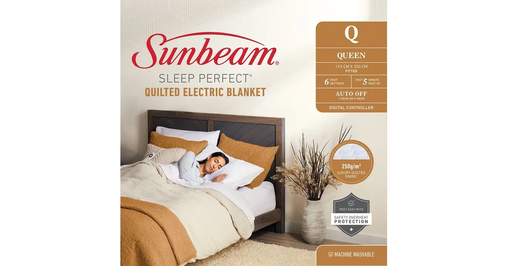 Sunbeam sleep perfect 2025 quilted electric blanket queen