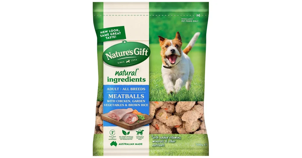 Nature's Gift Chilled Dog Food Meatballs with Chicken, Garden