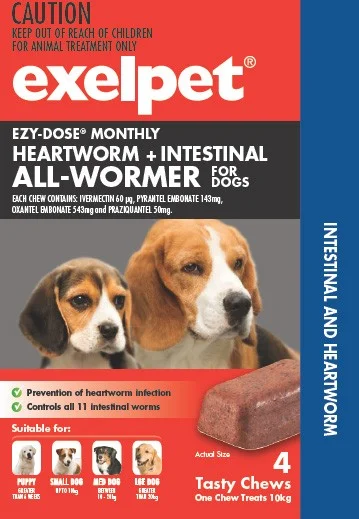 exelpet vet series monthly flea intestinal and heartworm treatment