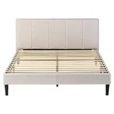 Temple & Webster Warm Grey Imogen Upholstered Bed with USB