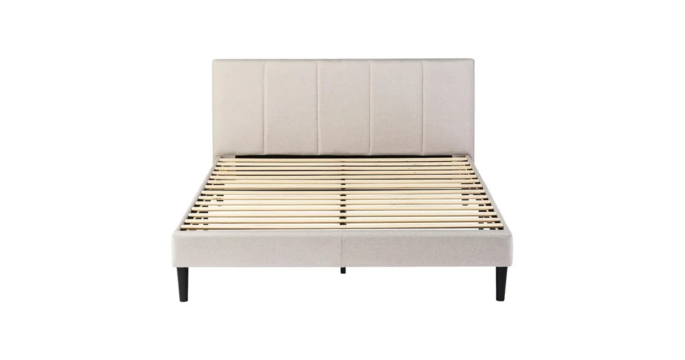 Temple & Webster Warm Grey Imogen Upholstered Bed with USB