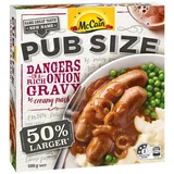 McCain Pub Size Bangers In A Rich Onion Gravy With Creamy Mash