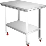 Vevor Commercial Bench Food Prep Table with Wheels