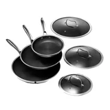 HexClad 6pc Hybrid Cookware Set with Lids