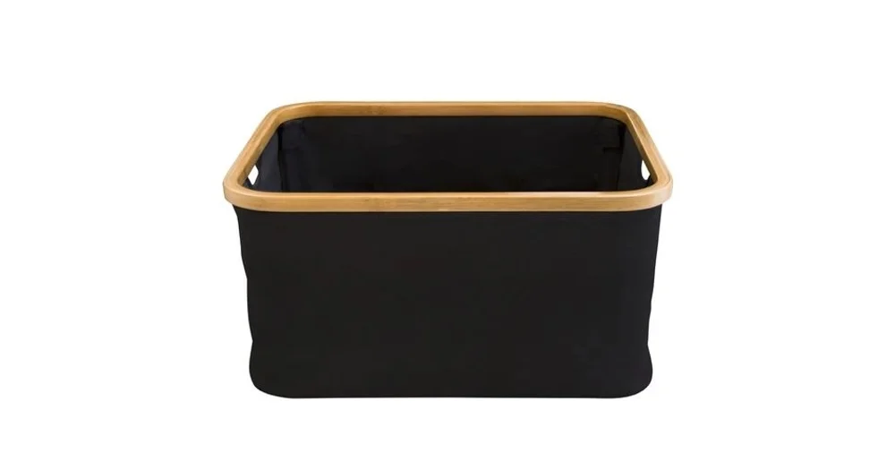 Hills Foldable Bamboo Laundry Basket Black