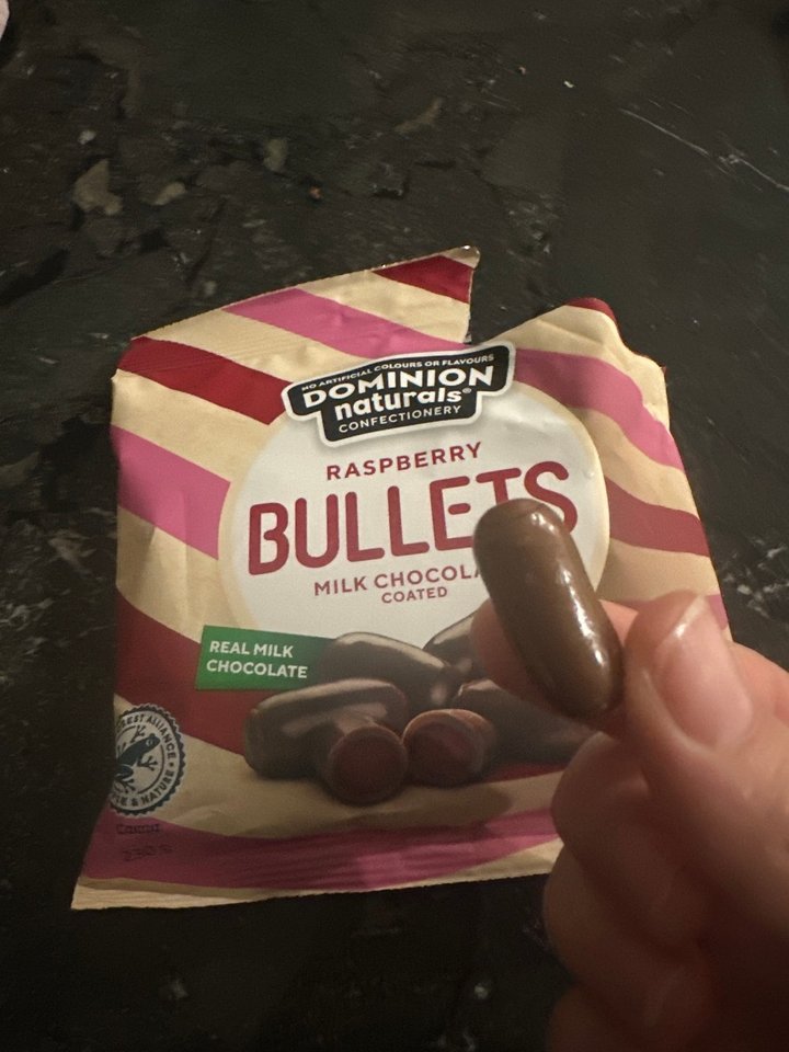 Dominion Naturals Confectionary Raspberry Bullets Milk Chocolate Coated ...