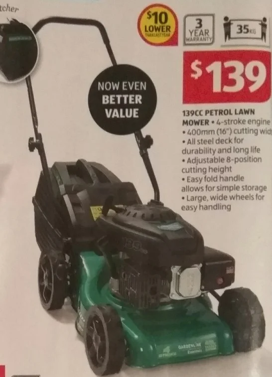 Petrol Lawn Gardenline 196cc Lawn Mower ALDI Petrol Mower Reviews