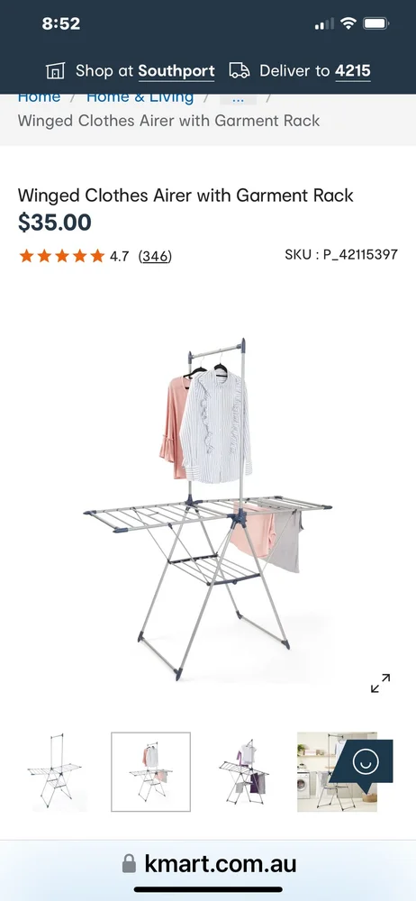 Kmart Winged Clothes Airer with Garment Rack reviews